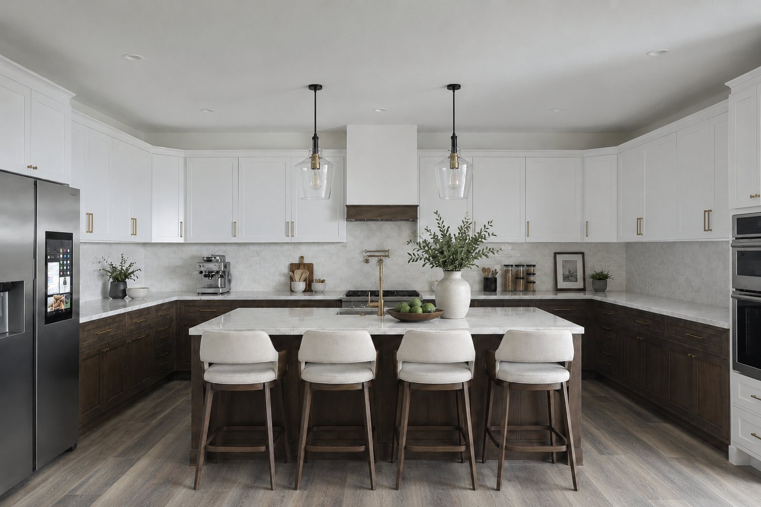 Kitchen rendering with island and custom cabinetry
