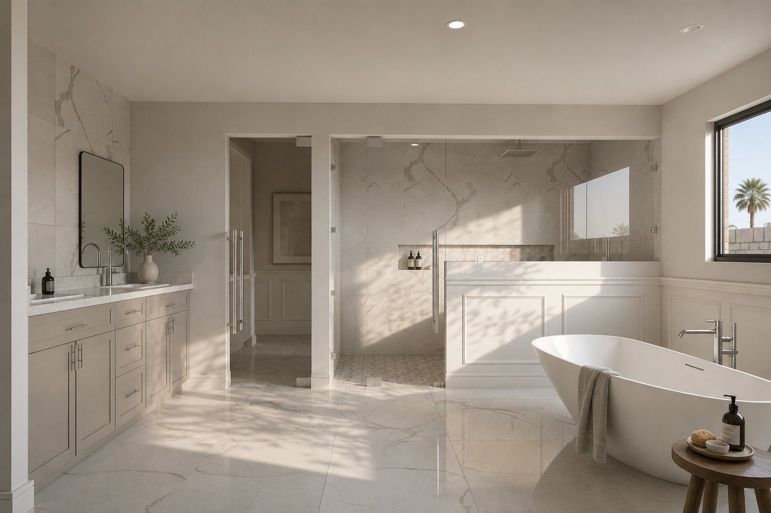 Primary suite bathroom rendering