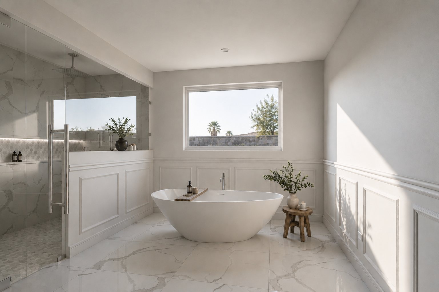 Primary suite soaking tub rendering